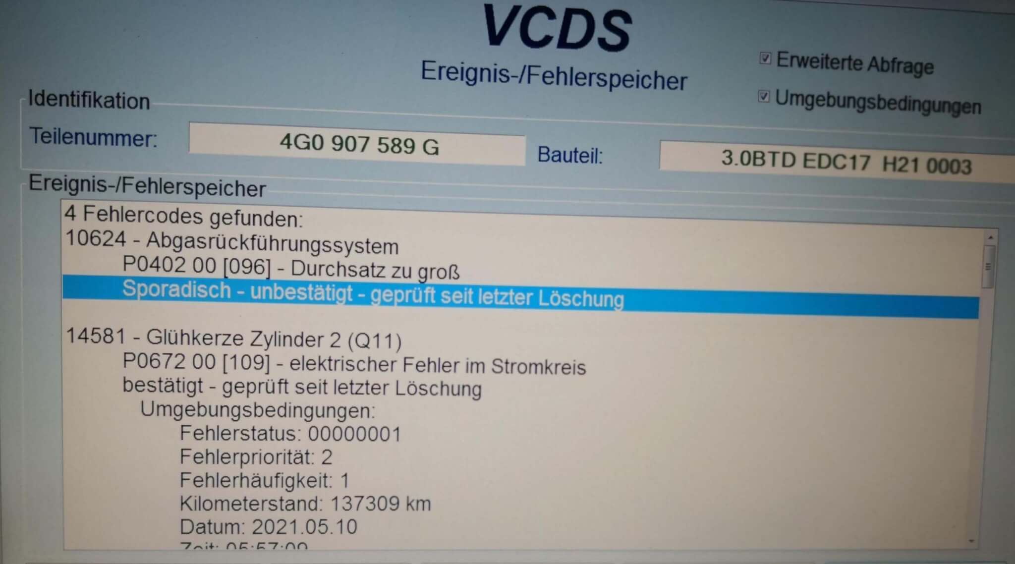 3.0TDI AGR Ventil Fehler VCDS Reparatur