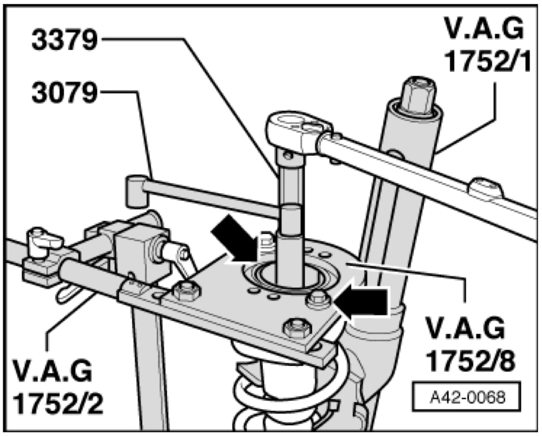 Spezialwerkzeug 81 Federbeinspanner VAG 1752-2 / KL-0255 / VAG 1752-8 / KL 0255-10