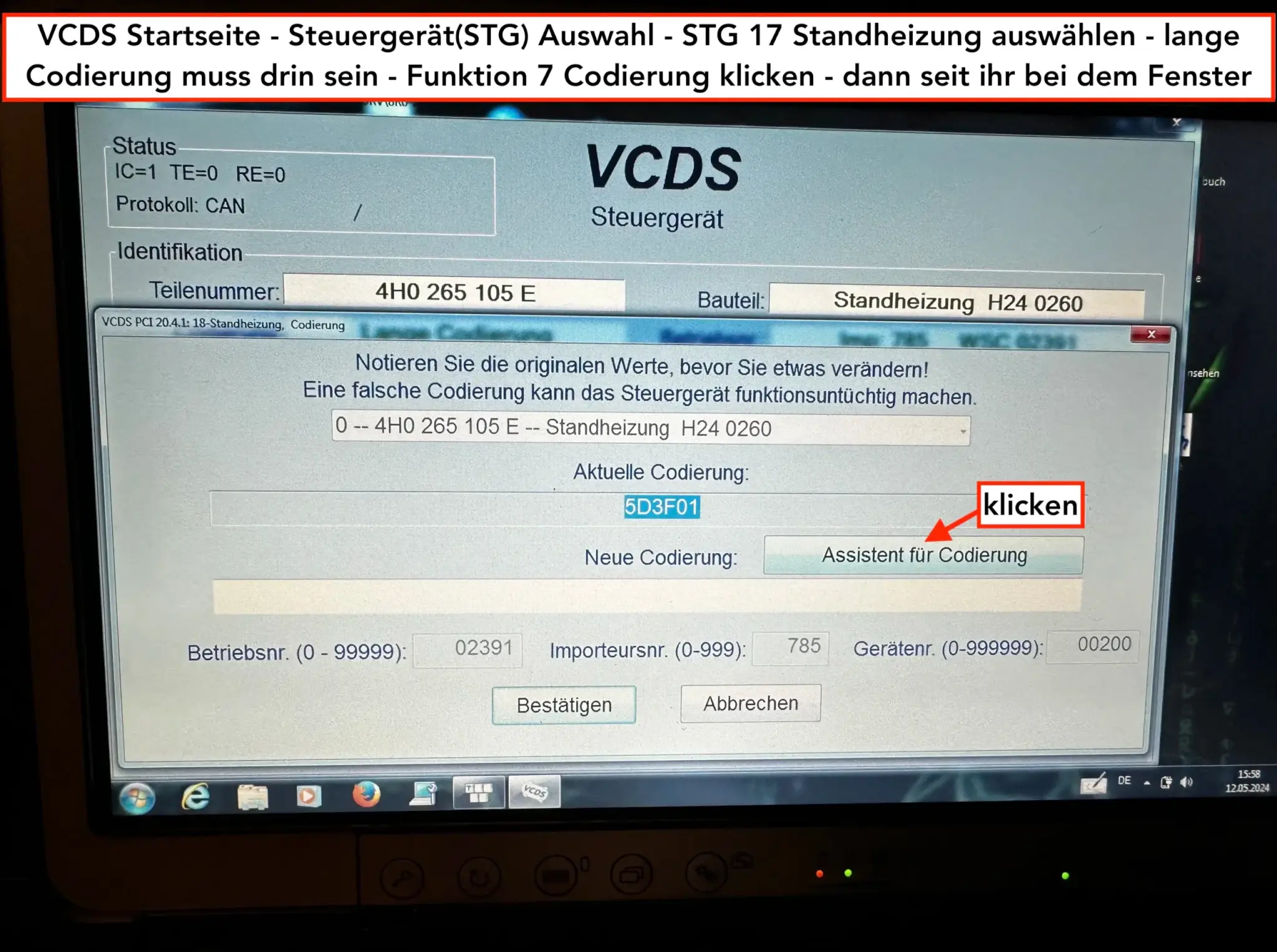 Motorvorwärmung Audi A7 programmieren