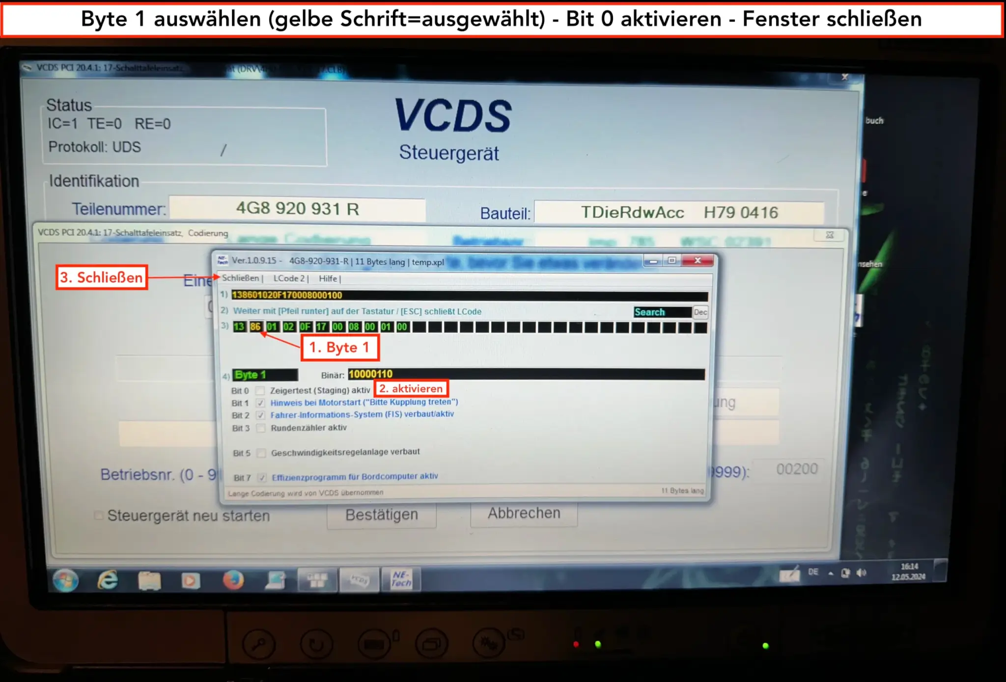 Zeigertest Audi A7 programmieren