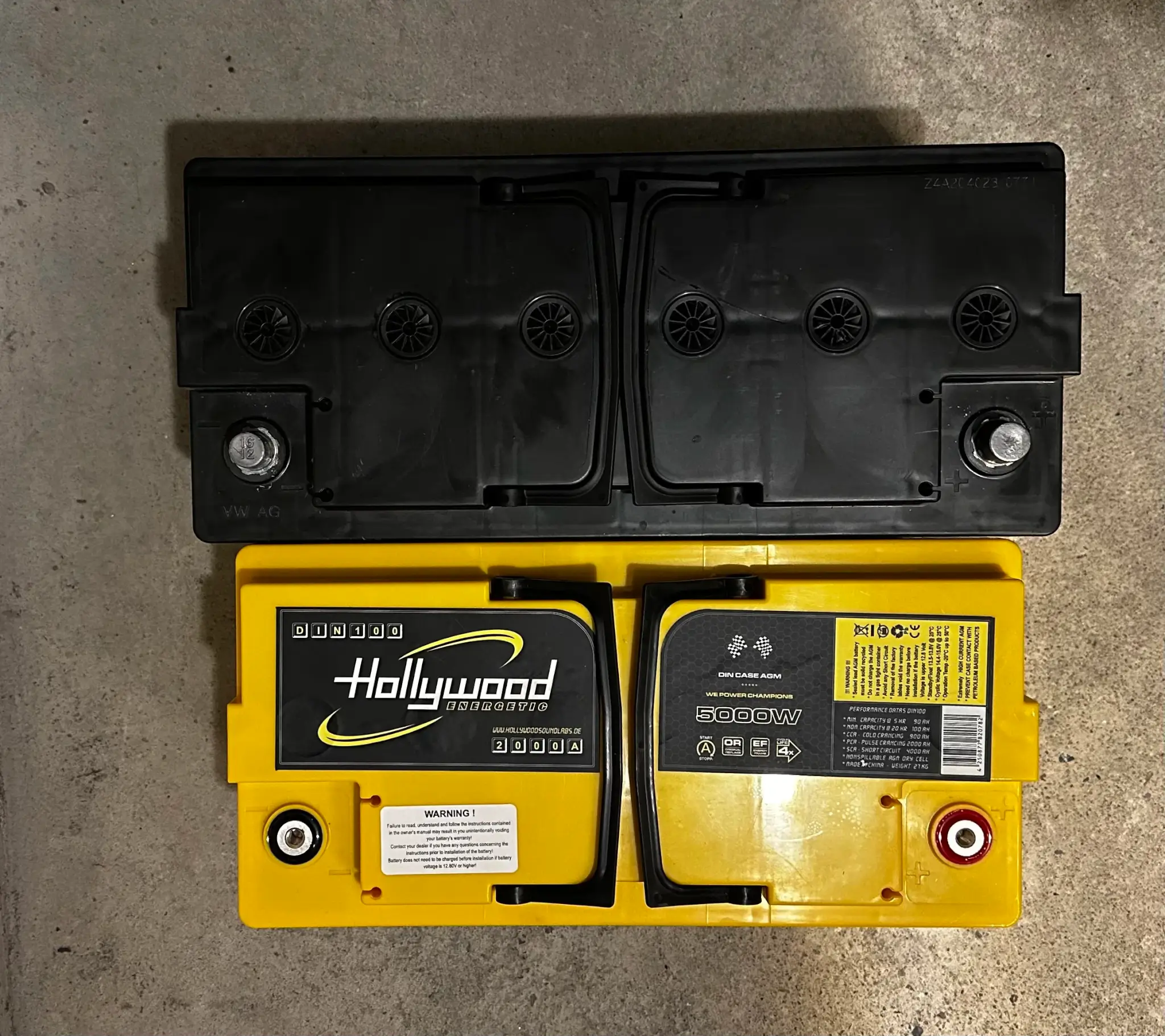 Hollywood DIN 100 Vergleich Original Batterie