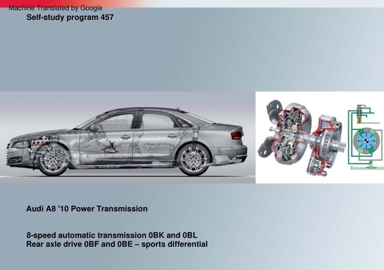 SSP 457 A8 2010 Transmission 8 speed automatic Differences OBK to 0BL