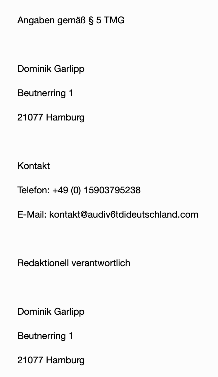 Impressum Mobil Impressum https://audiv6tdideutschland.com