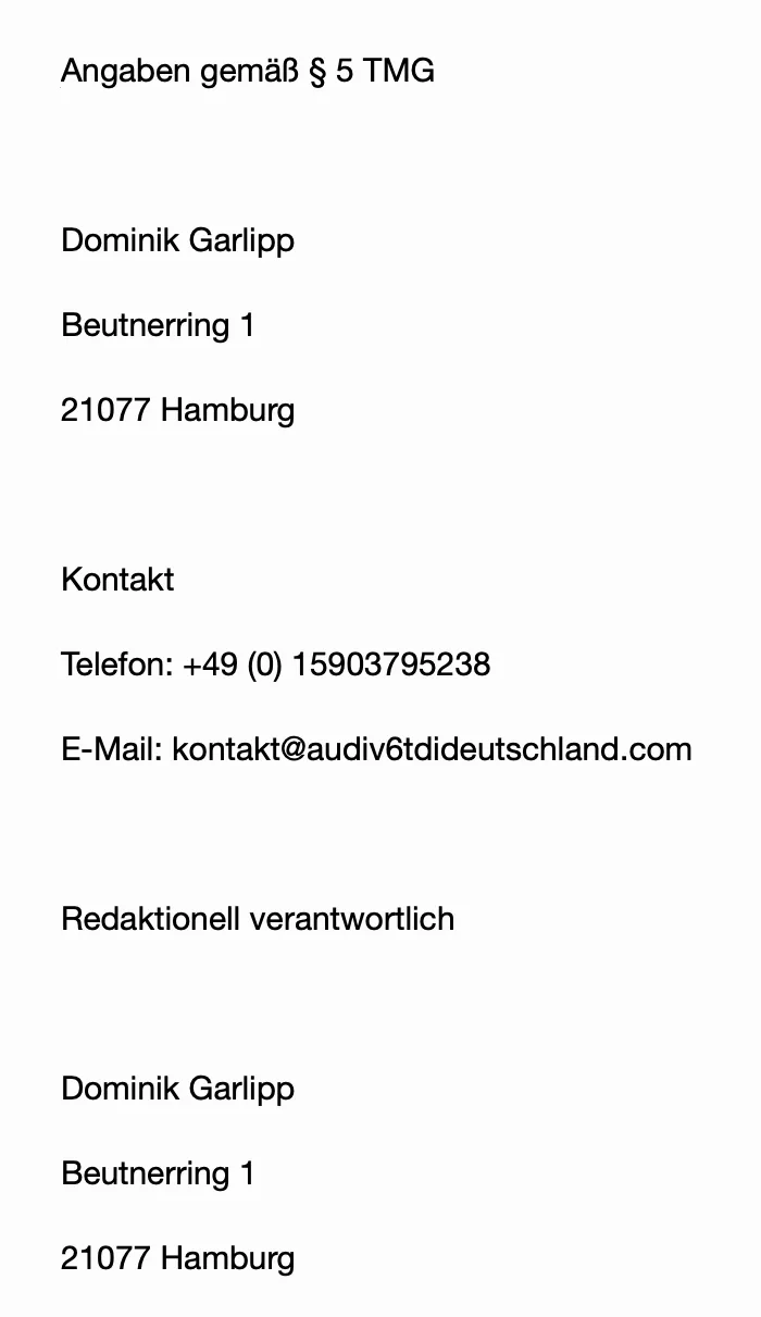 Impressum Mobil Impressum https://audiv6tdideutschland.com