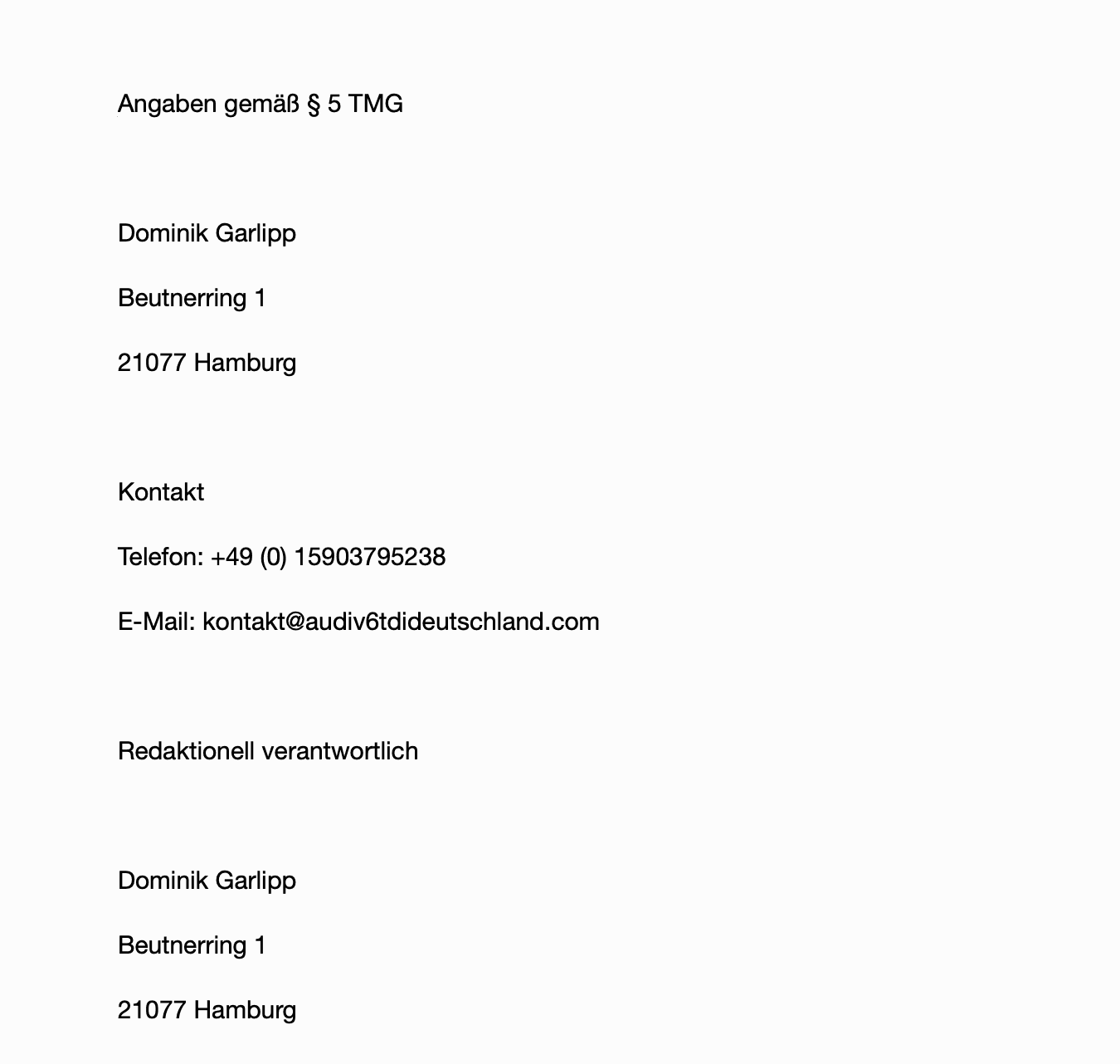 Impressum Impressum https://audiv6tdideutschland.com